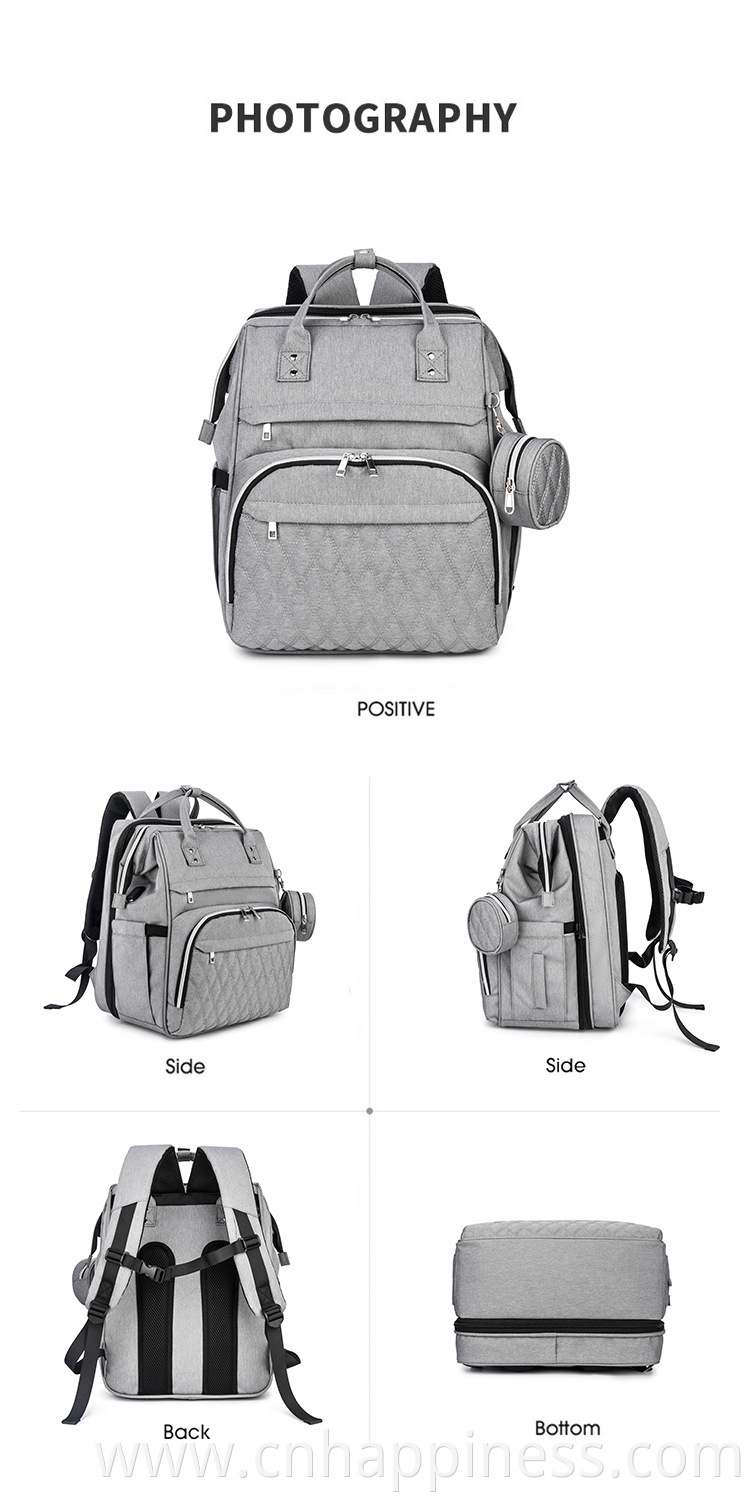 Wholesale Custom USB Charging Mommy Mum Backpack Bags Waterproof Large Folding Insulated Baby Diaper Bags With Changing Station